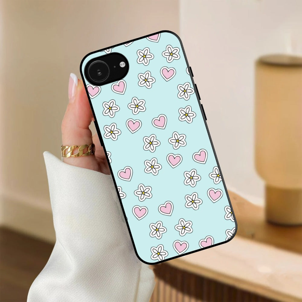 Heart With Blossom Glossy Metal Case Cover For iPhone