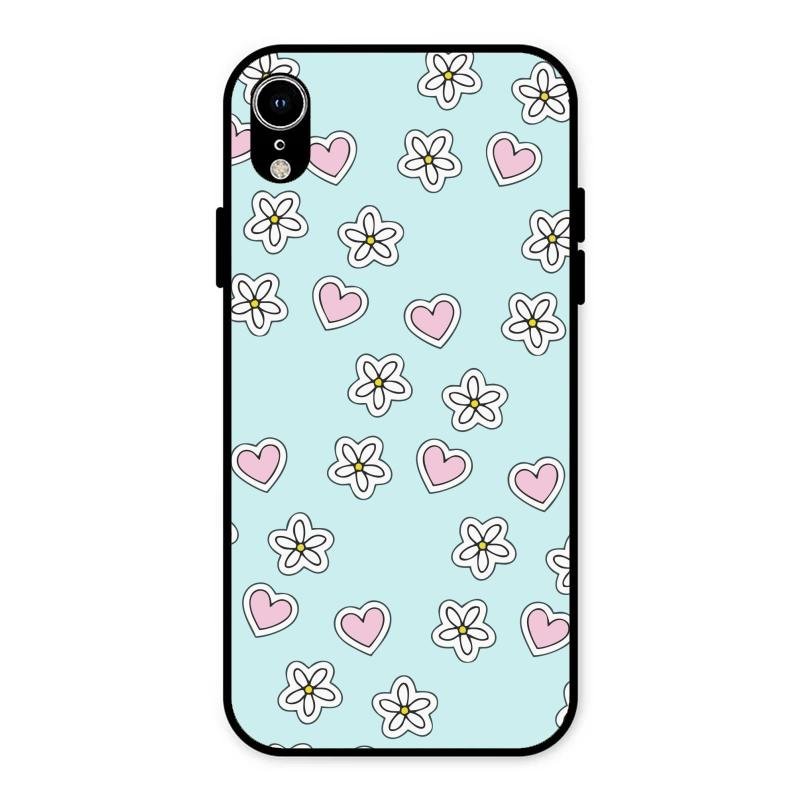 Heart With Blossom Glossy Metal Case Cover For iPhone XR