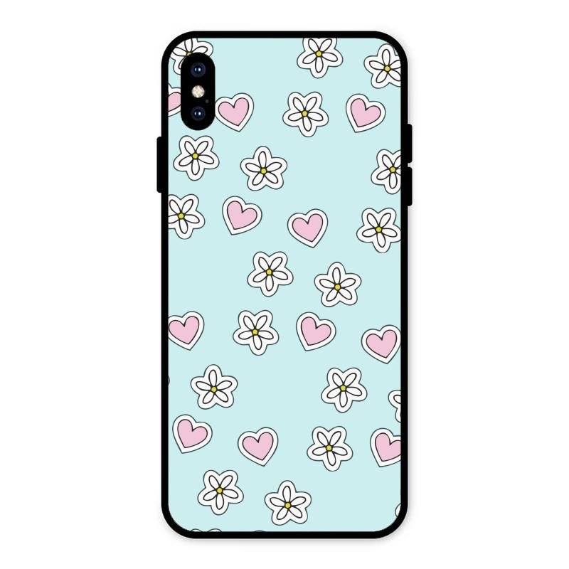 Heart With Blossom Glossy Metal Case Cover For iPhone XS Max