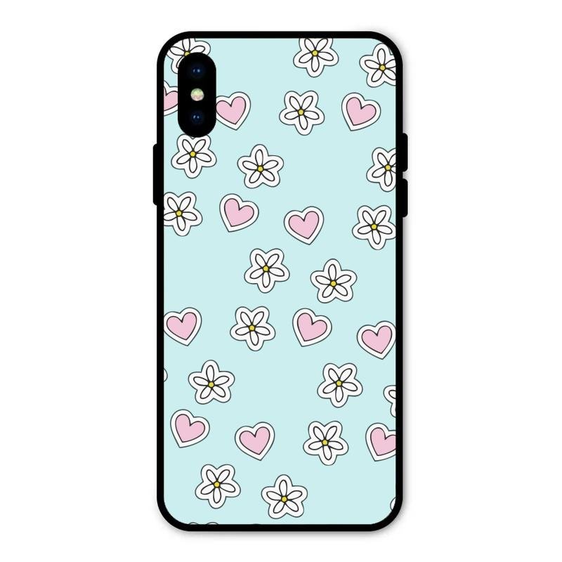 Heart With Blossom Glossy Metal Case Cover For iPhone XS