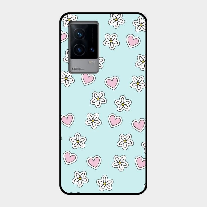 Heart With Blossom Glossy Metal Case Cover For Iqoo 9 5G