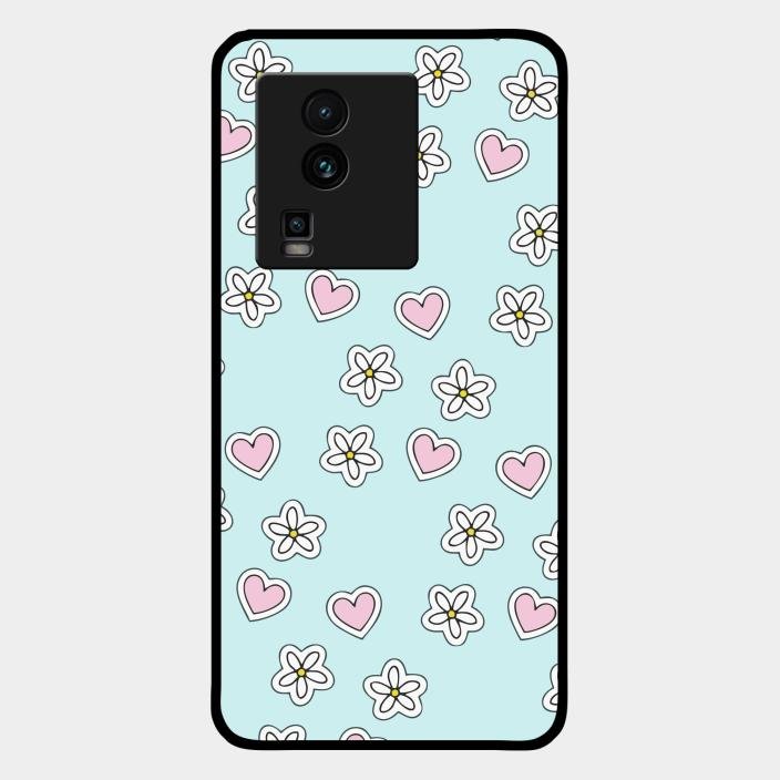 Heart With Blossom Glossy Metal Case Cover For Iqoo Neo 7 5G