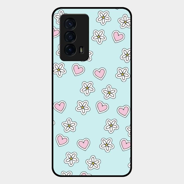 Heart With Blossom Glossy Metal Case Cover For Iqoo Z5 5G