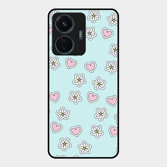 Heart With Blossom Glossy Metal Case Cover For Iqoo Z6 Lite 5G