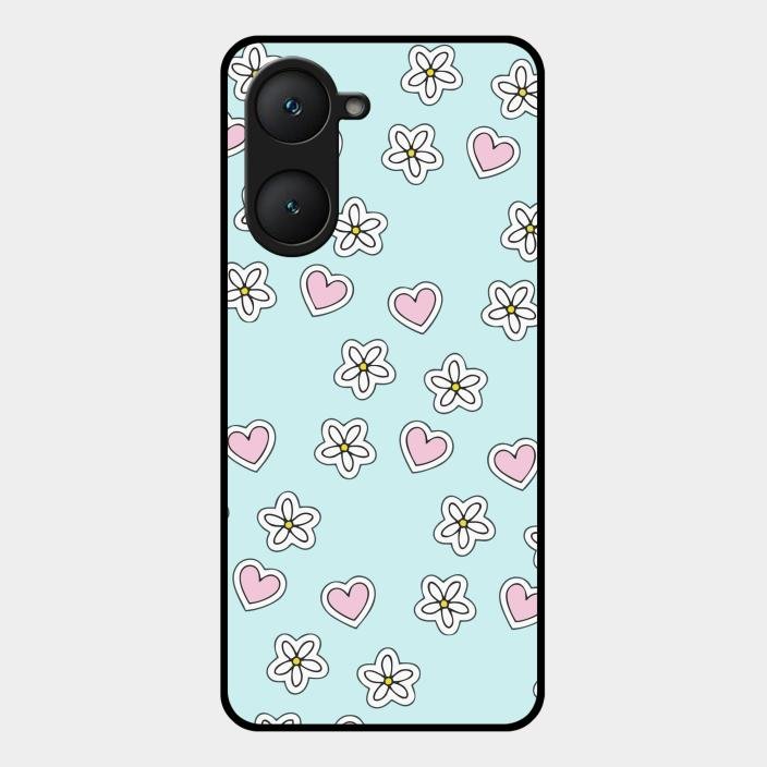 Heart With Blossom Glossy Metal Case Cover For Iqoo Z9 Lite 5G