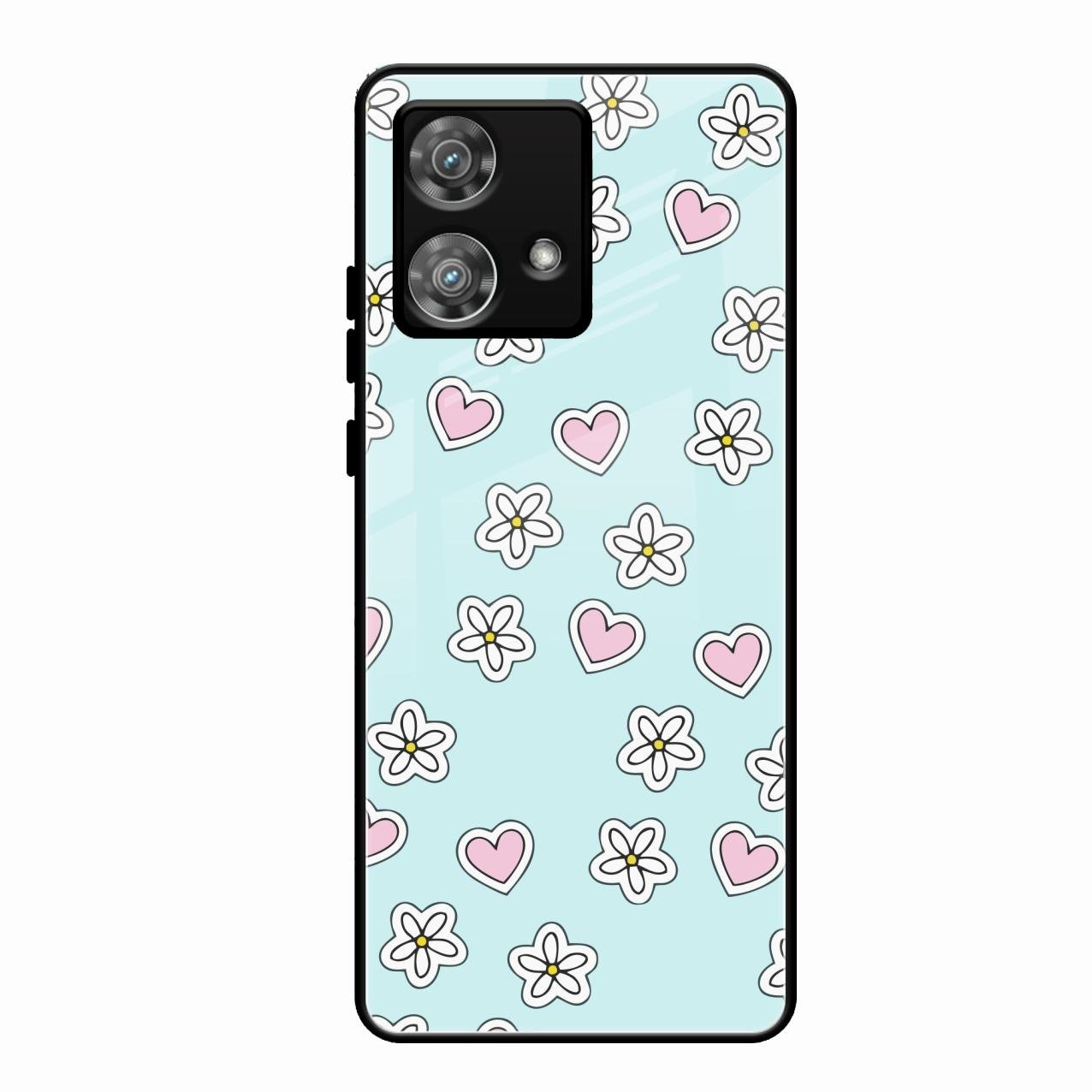 Heart With Blossom Glossy Metal Case Cover For Motorola Edge 40 5G