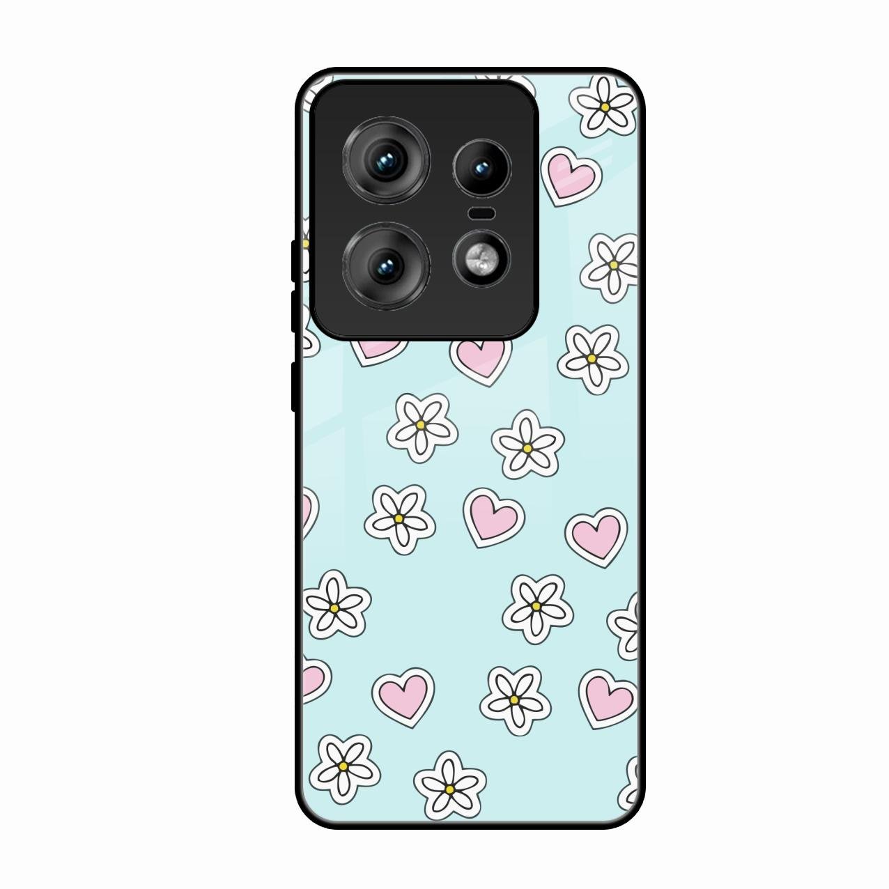 Heart With Blossom Glossy Metal Case Cover For Motorola Edge 50 Pro