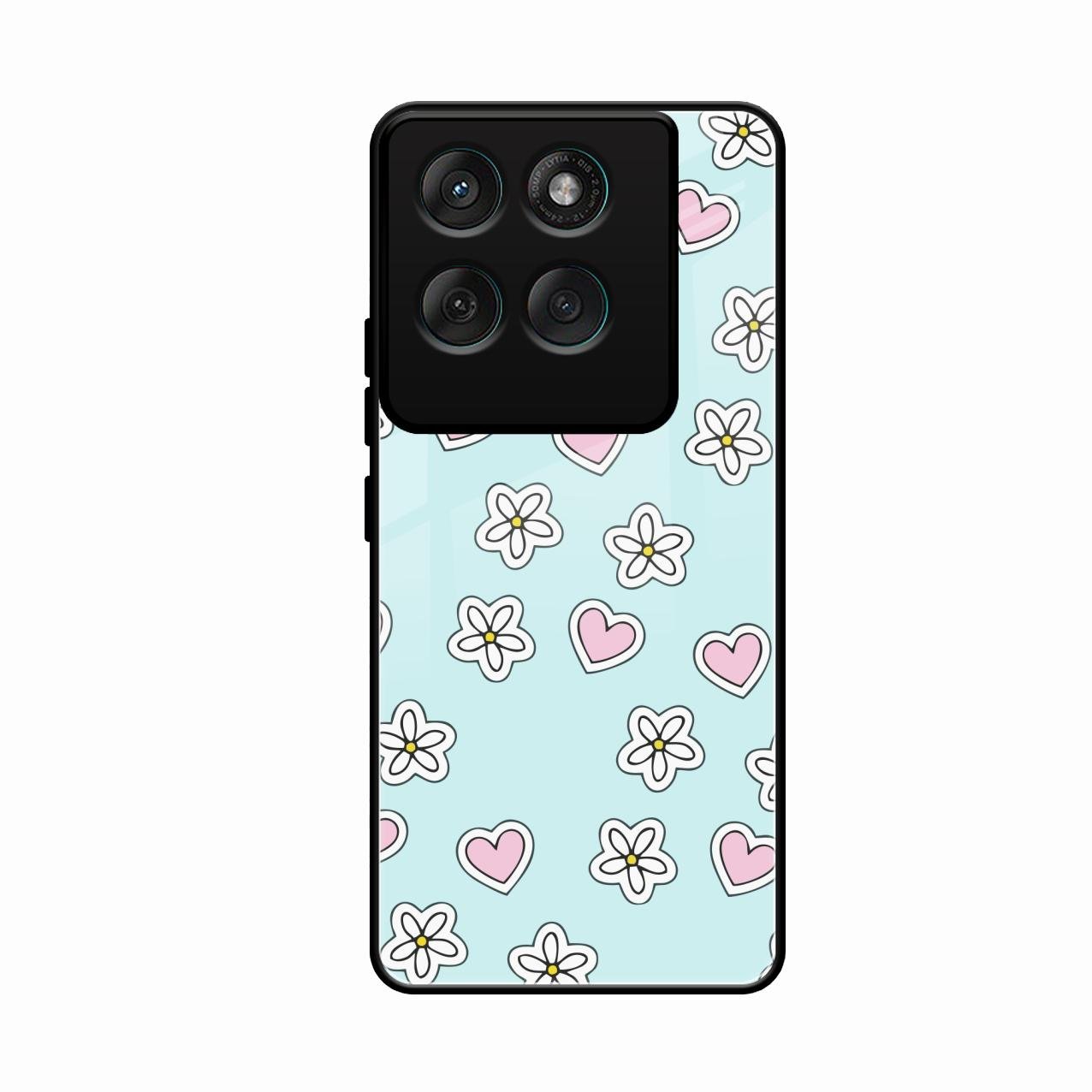 Heart With Blossom Glossy Metal Case Cover For Motorola Edge 60 Pro 5G
