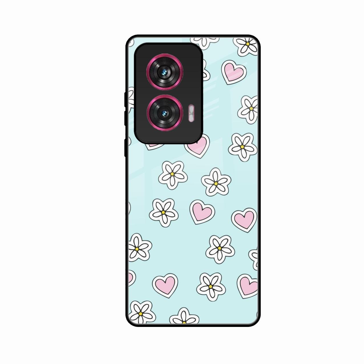 Heart With Blossom Glossy Metal Case Cover For Motorola G96 5G