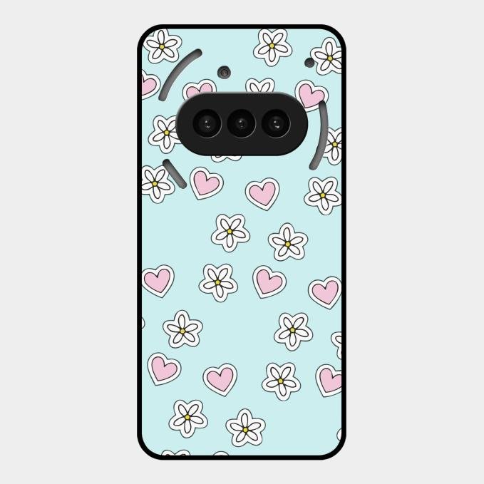 Heart With Blossom Glossy Metal Case Cover For Nothing Phone 3A 5G