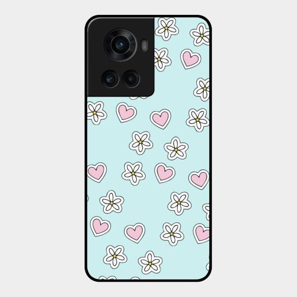Heart With Blossom Glossy Metal Case Cover For Oneplus 10R 5G