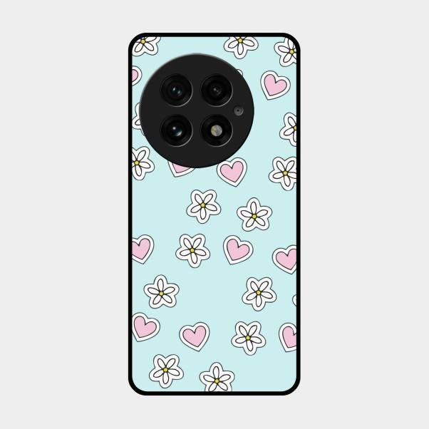 Heart With Blossom Glossy Metal Case Cover For Oneplus 13 5G