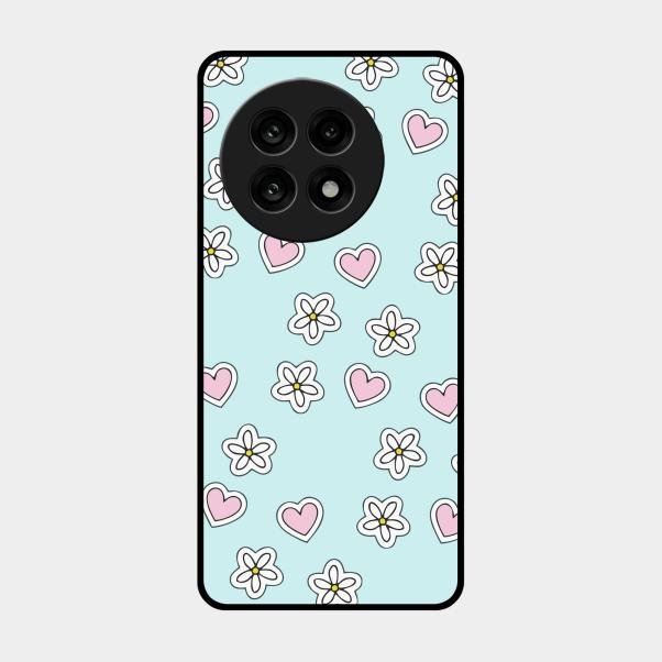 Heart With Blossom Glossy Metal Case Cover For Oneplus 13R 5G