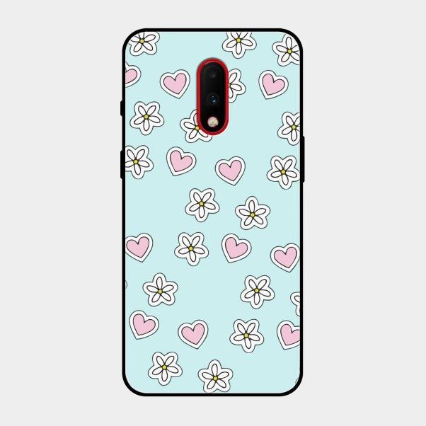 Heart With Blossom Glossy Metal Case Cover For Oneplus 7