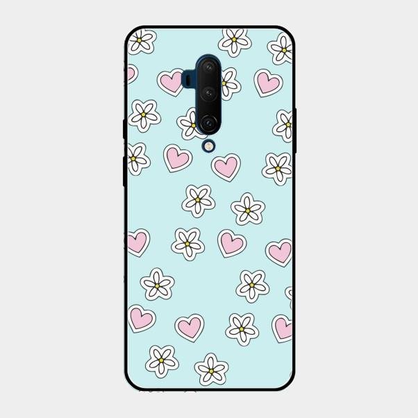 Heart With Blossom Glossy Metal Case Cover For Oneplus 7T Pro