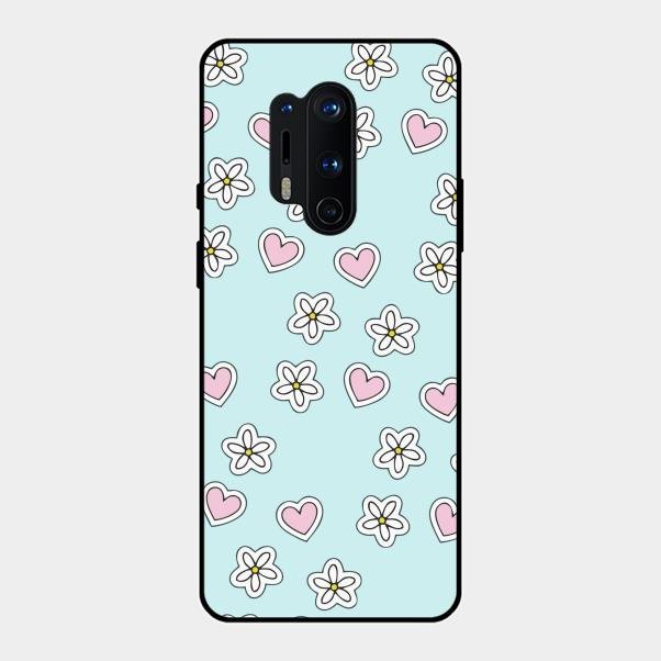 Heart With Blossom Glossy Metal Case Cover For Oneplus 8 Pro