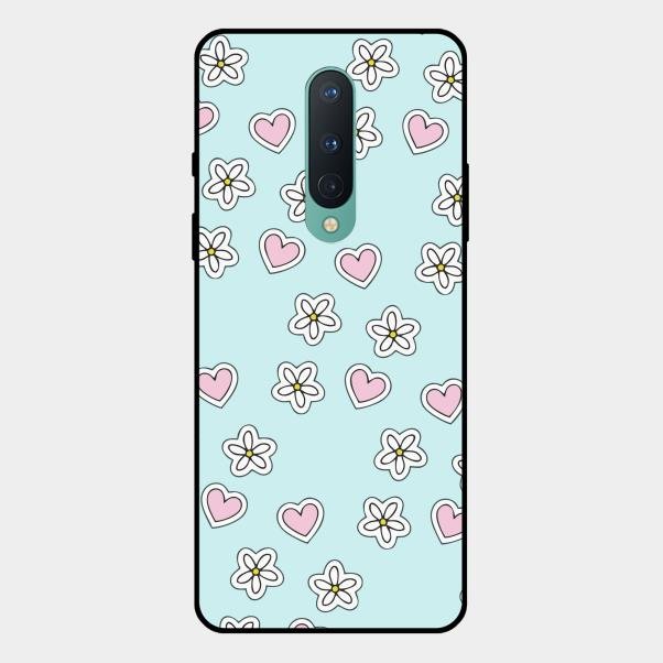 Heart With Blossom Glossy Metal Case Cover For Oneplus 8