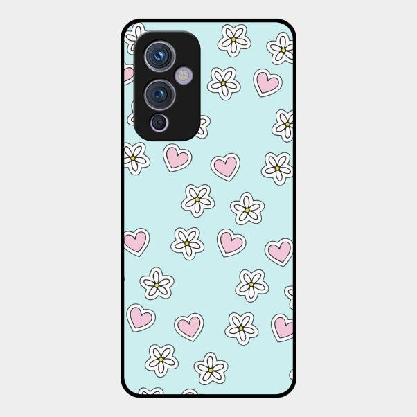 Heart With Blossom Glossy Metal Case Cover For Oneplus 9 5G