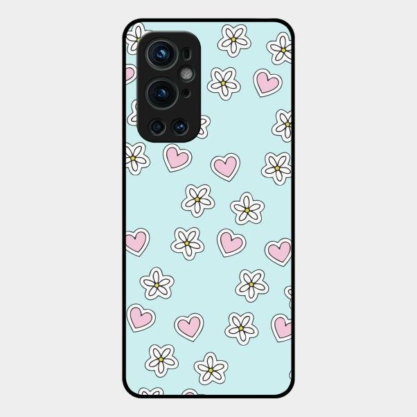 Heart With Blossom Glossy Metal Case Cover For Oneplus 9 Pro 5G