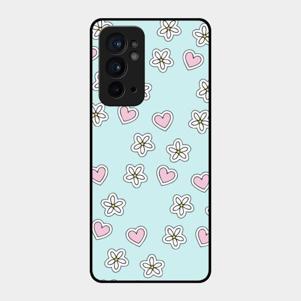 Heart With Blossom Glossy Metal Case Cover For Oneplus 9Rt 5G