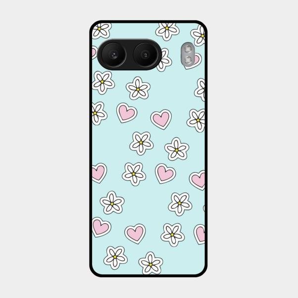 Heart With Blossom Glossy Metal Case Cover For Oneplus Nord 4 5G