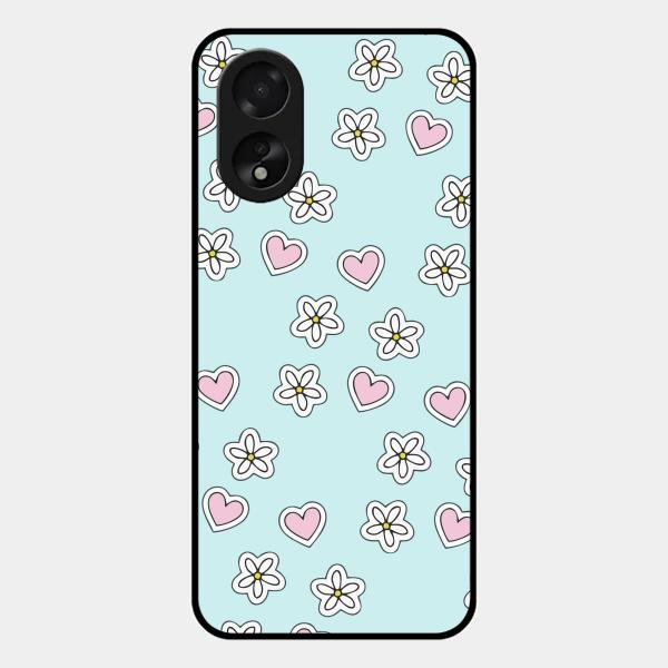 Heart With Blossom Glossy Metal Case Cover For Oppo A38