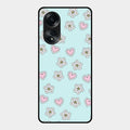 Heart With Blossom Glossy Metal Case Cover For Oppo A58