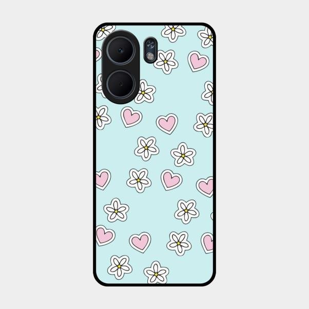 Heart With Blossom Glossy Metal Case Cover For Oppo A5X 5G