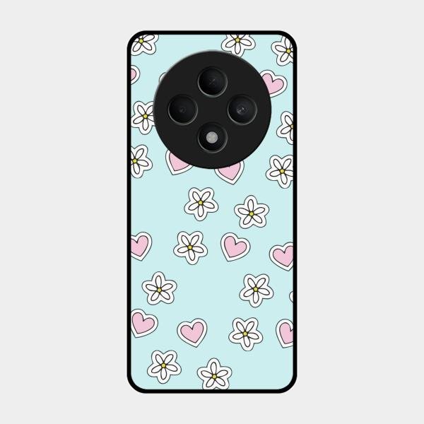 Heart With Blossom Glossy Metal Case Cover For Oppo F27 5G