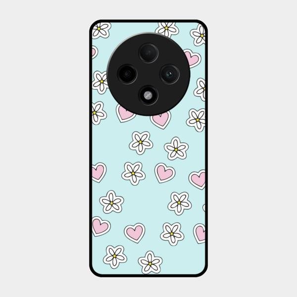 Heart With Blossom Glossy Metal Case Cover For Oppo F27 Pro Plus 5G