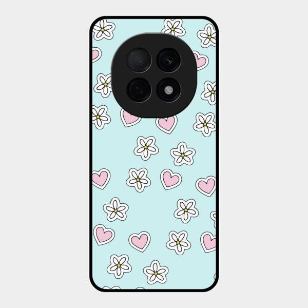 Heart With Blossom Glossy Metal Case Cover For Oppo F29 Pro 5G