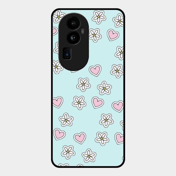 Heart With Blossom Glossy Metal Case Cover For Oppo Reno 10 Pro Plus 5G