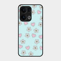 Heart With Blossom Glossy Metal Case Cover For Oppo Reno 13 Pro 5G