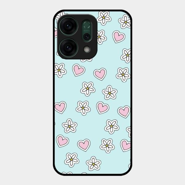 Heart With Blossom Glossy Metal Case Cover For Oppo Reno 14 5G