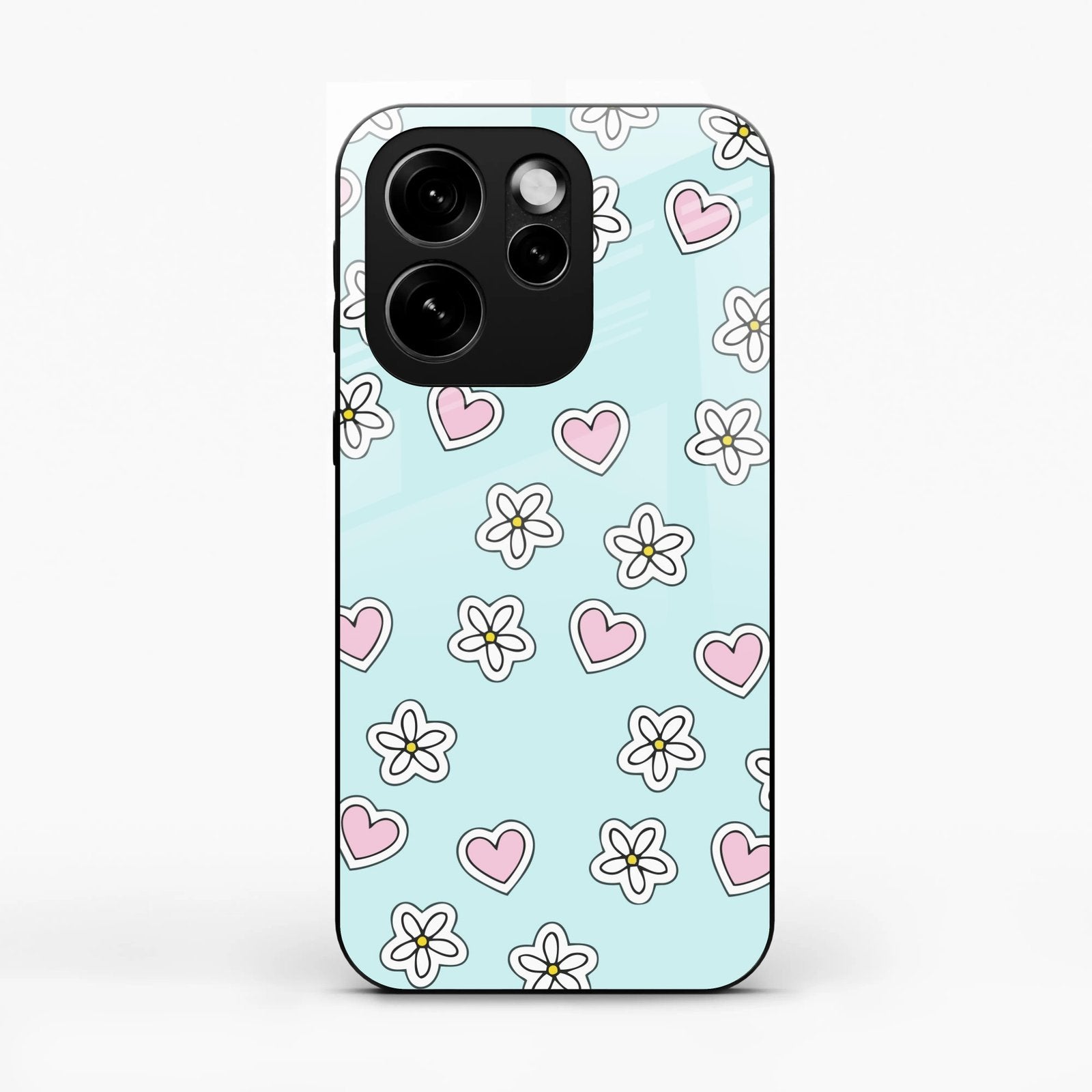 Heart With Blossom Glossy Metal Case Cover For Oppo Reno 15C 5G