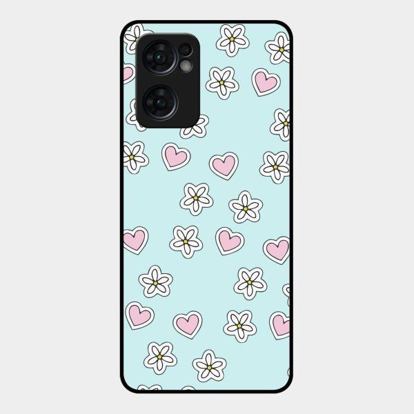 Heart With Blossom Glossy Metal Case Cover For Oppo Reno 7 5G