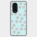 Heart With Blossom Glossy Metal Case Cover For Oppo Reno 8T 5G
