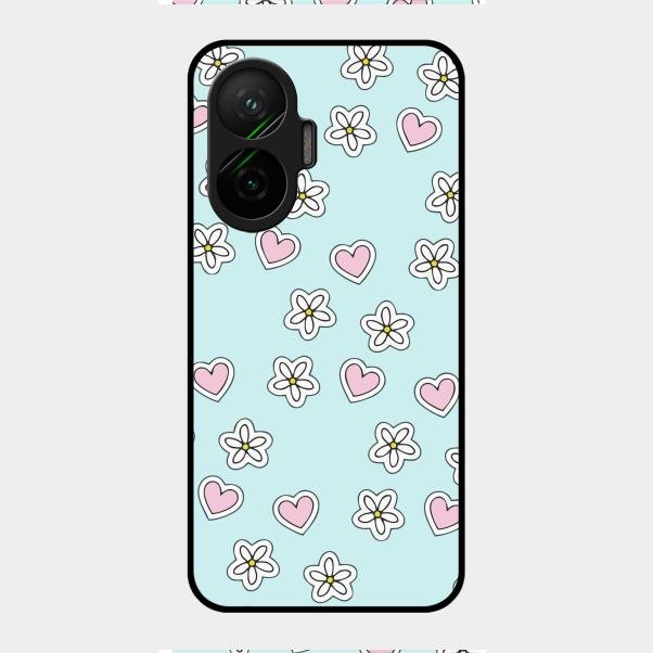 Heart With Blossom Glossy Metal Case Cover For Poco F7 5G