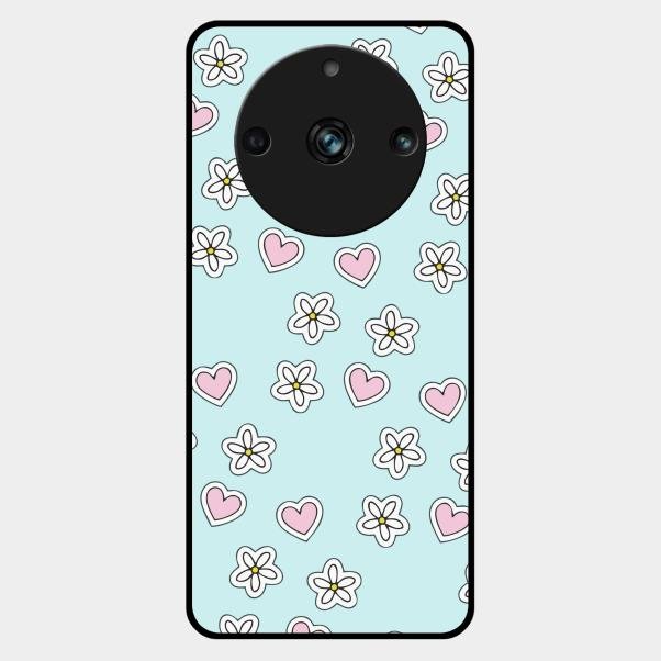 Heart With Blossom Glossy Metal Case Cover For Realme 11 Pro Plus 5G