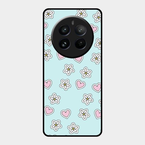 Heart With Blossom Glossy Metal Case Cover For Realme 12 Pro Plus 5G