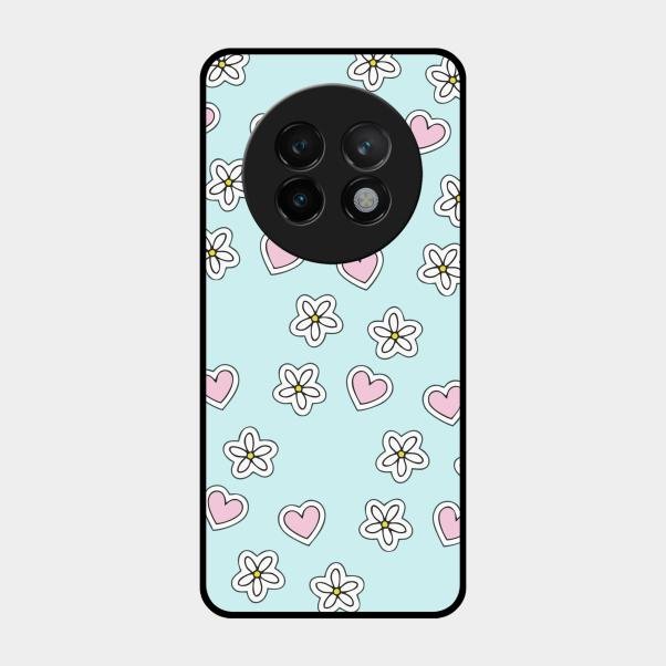 Heart With Blossom Glossy Metal Case Cover For Realme 13 Plus 5G