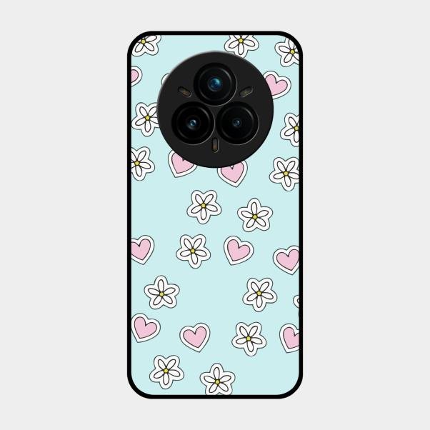 Heart With Blossom Glossy Metal Case Cover For Realme 14 Pro 5G