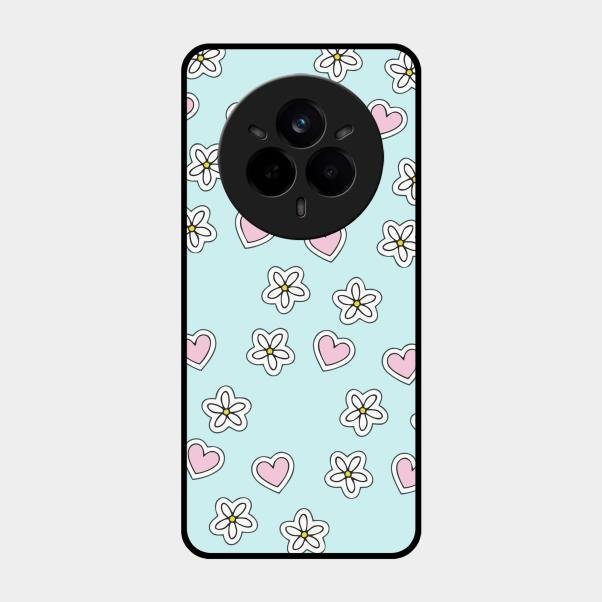 Heart With Blossom Glossy Metal Case Cover For Realme 14 Pro Plus 5G