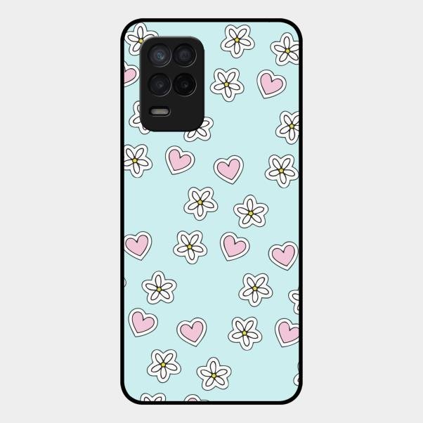 Heart With Blossom Glossy Metal Case Cover For Realme 8 5G