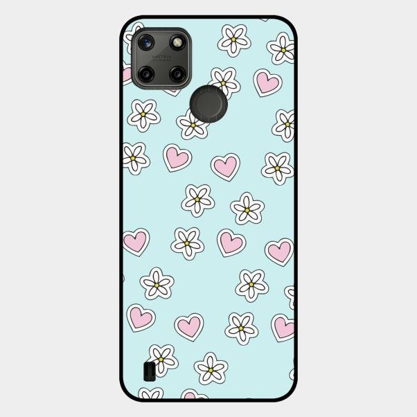 Heart With Blossom Glossy Metal Case Cover For Realme C21Y