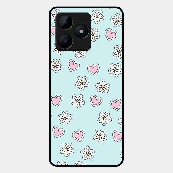 Heart With Blossom Glossy Metal Case Cover For Realme C53