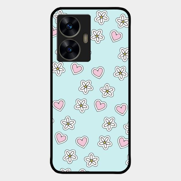 Heart With Blossom Glossy Metal Case Cover For Realme C55