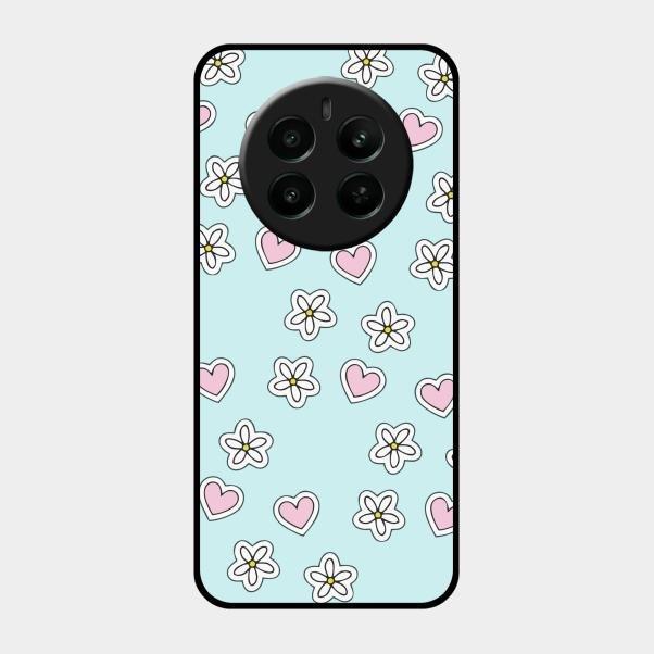 Heart With Blossom Glossy Metal Case Cover For Realme Narzo 70 Pro 5G