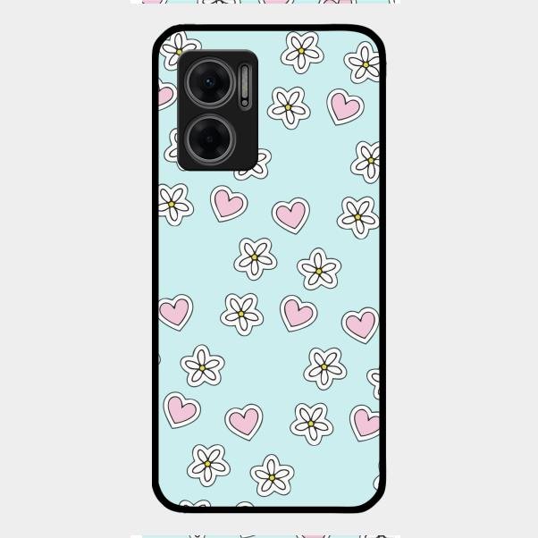 Heart With Blossom Glossy Metal Case Cover For Redmi 11 Prime 5G