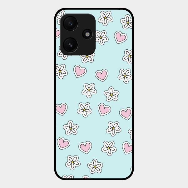 Heart With Blossom Glossy Metal Case Cover For Redmi 12 5G